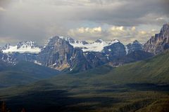 09 Quadra Mountain, Mount Fry, Tower Of Babel, Mount Little, Mount Bowlen, Tonsa Peak From Top Of Gondola At Lake Louise Ski Area In Summer.jpg